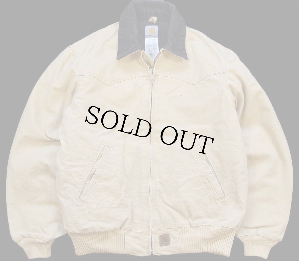 画像1: メキシコ製 carharttカーハート キルティングライナー ダック地 サンタフェジャケット 薄茶 M-R (1)