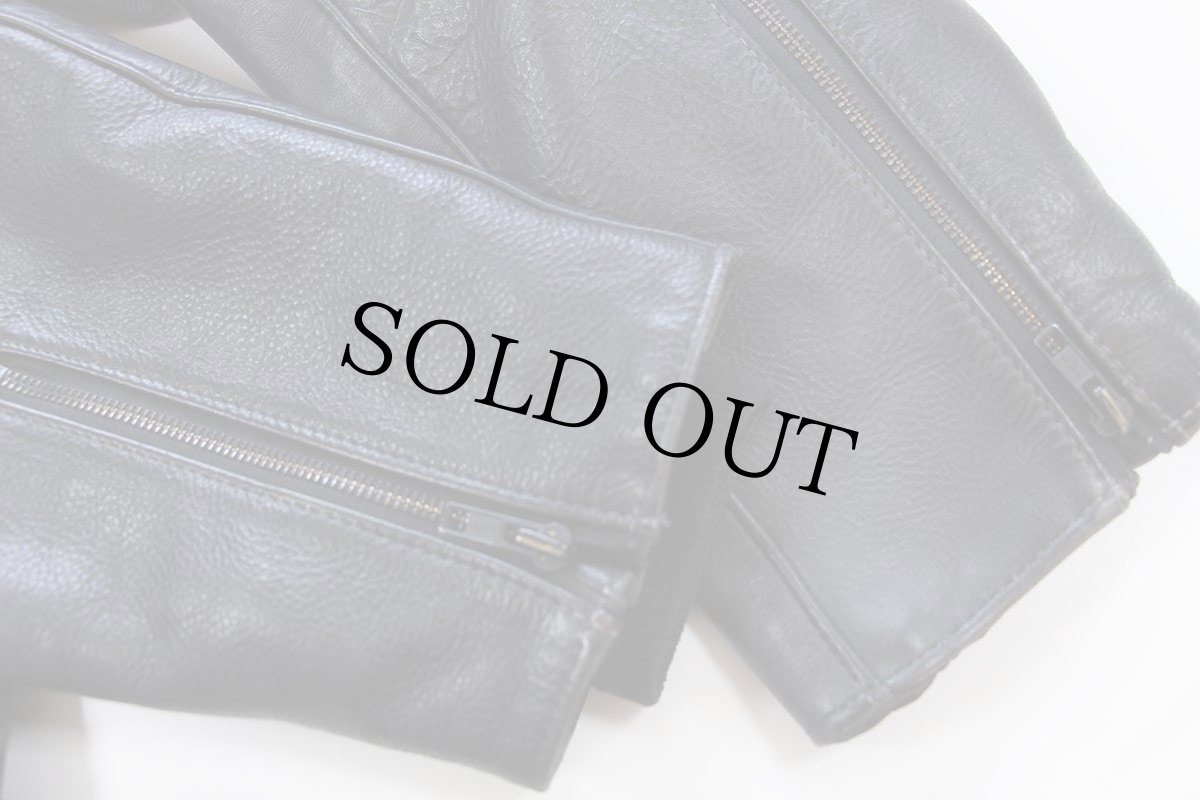 画像7: 90s USA製 TAYLOR'S LEATHERWEAR Thinsulateキルティングライナー サイドレースアップ レザージャケット 黒 50 (7)