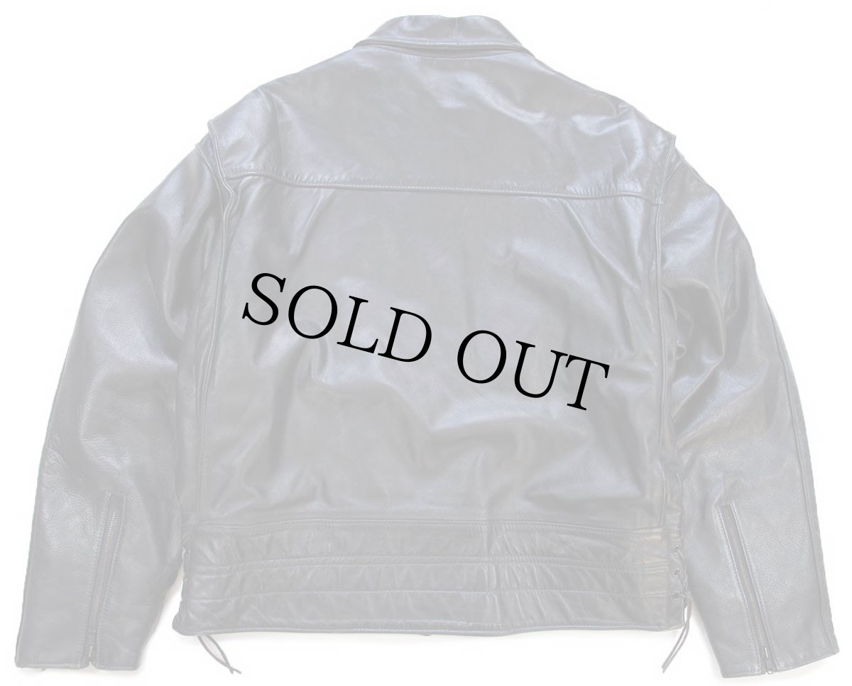 画像2: 90s USA製 TAYLOR'S LEATHERWEAR Thinsulateキルティングライナー サイドレースアップ レザージャケット 黒 50 (2)