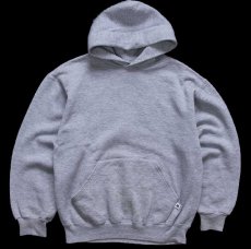 画像1: 90s USA製 RUSSELLラッセル 無地 スウェットパーカー 杢グレー M★I フーディー ブランク (1)