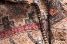 画像5: 90s トルコ製 CHICO'S DESIGN フォークロア柄 コンチョボタン ウール混 ブランケット コート ML (5)