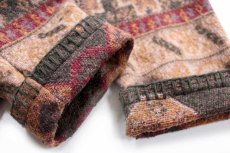 画像6: 90s トルコ製 CHICO'S DESIGN フォークロア柄 コンチョボタン ウール混 ブランケット コート ML (6)