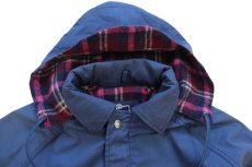 画像3: 80s USA製 Woolrichウールリッチ タータンチェック ウールライナー マウンテンパーカー 紺 M (3)