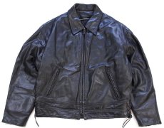 画像1: 90s USA製 TAYLOR'S LEATHERWEAR Thinsulateキルティングライナー サイドレースアップ レザージャケット 黒 50 (1)