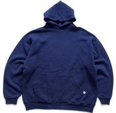 画像1: 90s メキシコ製 RUSSELLラッセル 無地 スウェットパーカー 紺 XL★L フーディー ブランク (1)