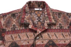 画像3: 90s トルコ製 CHICO'S DESIGN フォークロア柄 コンチョボタン ウール混 ブランケット コート ML (3)