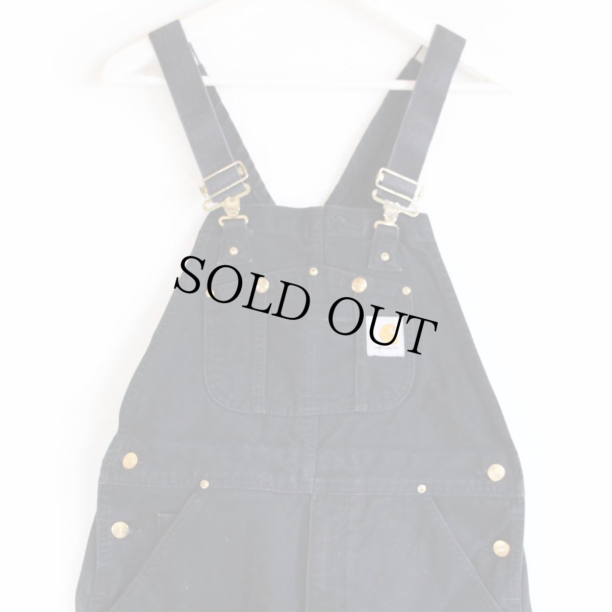 画像1: carharttカーハート ダブルニー ダック地 オーバーオール 黒 W32 L30 (1)