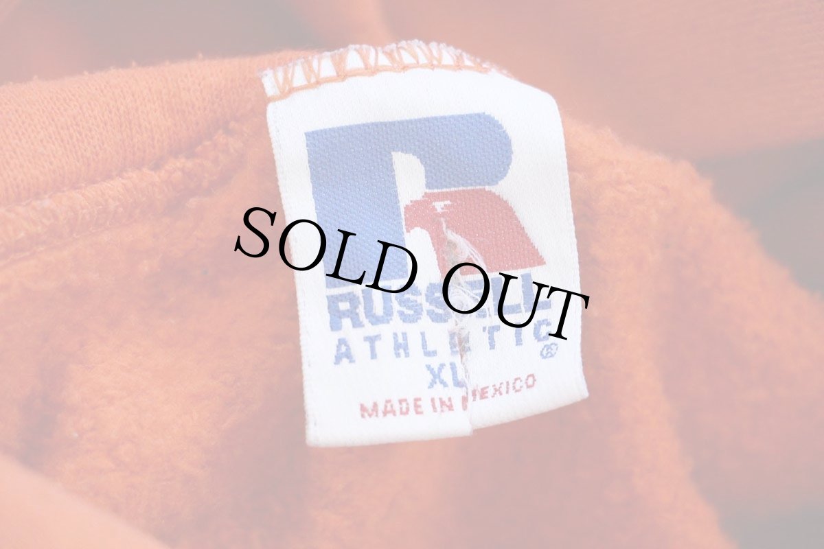 画像4: 90s メキシコ製 RUSSELLラッセル 無地 スウェットパーカー オレンジ XL★フーディー ブランク (4)