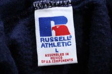 画像4: 90s メキシコ製 RUSSELLラッセル 無地 スウェットパーカー 紺 L★H フーディー ブランク (4)
