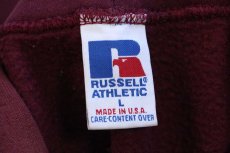 画像3: 90s USA製 RUSSELLラッセル 無地 ブリーチ スウェットパーカー ワインレッド フェード L★フーディー ブランク (3)