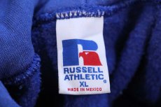 画像4: 90s メキシコ製 RUSSELLラッセル 無地 スウェットパーカー 青 フェード XL★フーディー ブランク (4)