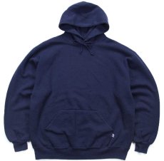 画像1: 90s USA製 RUSSELLラッセル 無地 スウェットパーカー 紺 L★D フーディー ブランク (1)