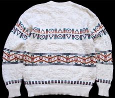 画像2: 90s USA製 LANDS'ENDランズエンド フォークロア 編み柄 コットンニット セーター M (2)