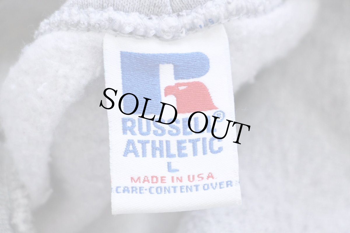 画像4: 90s USA製 RUSSELLラッセル 無地 スウェットパーカー 杢グレー L★K フーディー ブランク (4)