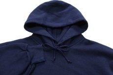 画像3: 90s USA製 RUSSELLラッセル 無地 スウェットパーカー 紺 L★D フーディー ブランク (3)