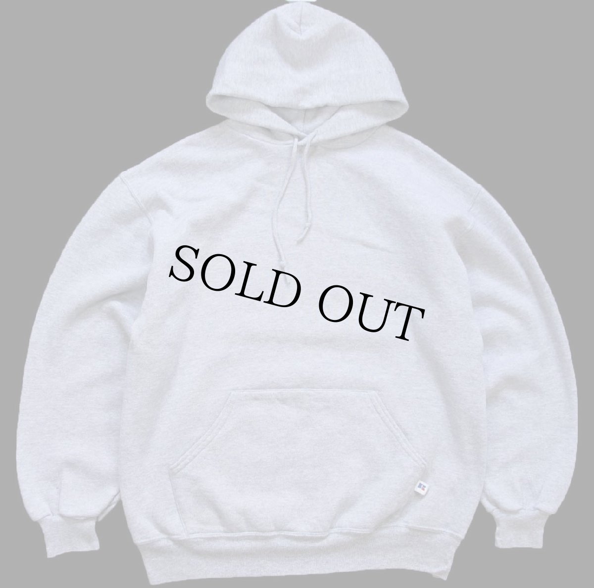 画像1: 90s USA製 RUSSELLラッセル 無地 スウェットパーカー 杢グレー L★K フーディー ブランク (1)