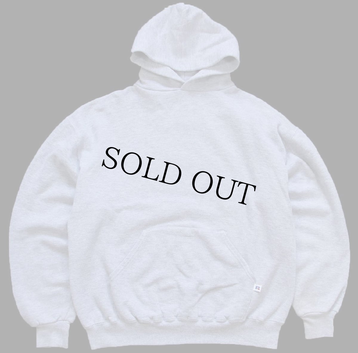 画像1: 90s メキシコ製 RUSSELLラッセル 無地 スウェットパーカー 杢グレー L★J フーディー ブランク (1)