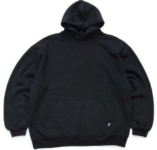 画像1: 90s USA製 RUSSELLラッセル 無地 スウェットパーカー 黒 XL★E フーディー ブランク (1)