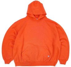 画像1: 90s メキシコ製 RUSSELLラッセル 無地 スウェットパーカー オレンジ XL★フーディー ブランク (1)