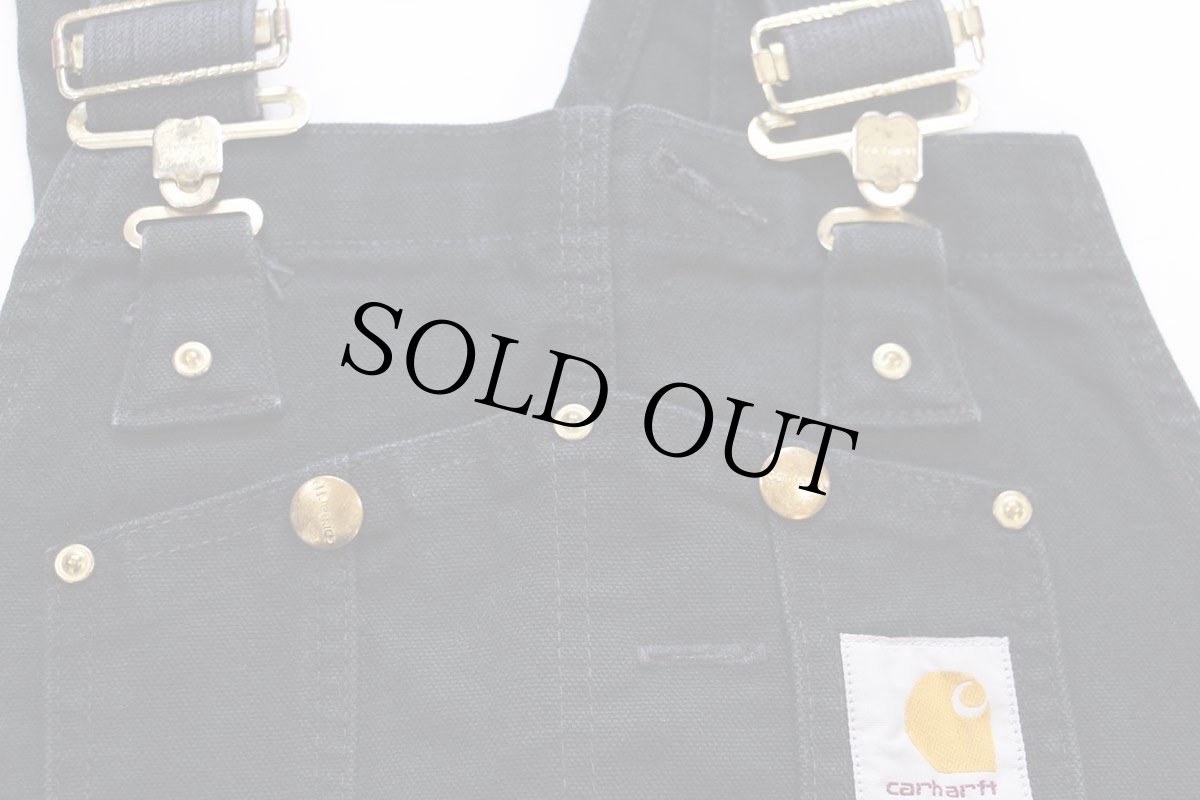 画像4: carharttカーハート ダブルニー ダック地 オーバーオール 黒 W32 L30 (4)