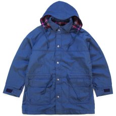 画像1: 80s USA製 Woolrichウールリッチ タータンチェック ウールライナー マウンテンパーカー 紺 M (1)