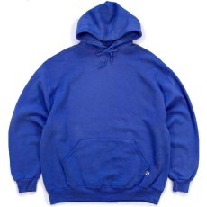 画像1: 90s メキシコ製 RUSSELLラッセル 無地 スウェットパーカー 青 フェード XL★フーディー ブランク (1)