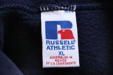 画像4: 90s メキシコ製 RUSSELLラッセル 無地 スウェットパーカー 紺 XL★G フーディー ブランク (4)