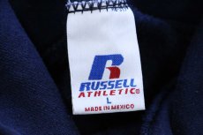 画像4: 00s メキシコ製 RUSSELLラッセル 無地 スウェットパーカー 紺 L★N フーディー ブランク (4)