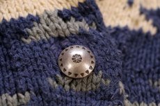 画像6: 00s LAUREN ラルフローレン ネイティブ柄 ショールカラー コンチョボタン コットン ハンドニット カーディガン (6)