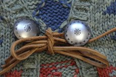 画像6: 00s LAUREN ラルフローレン ネイティブ柄 コンチョボタン リネン×コットン ハンドニット カーディガン M (6)