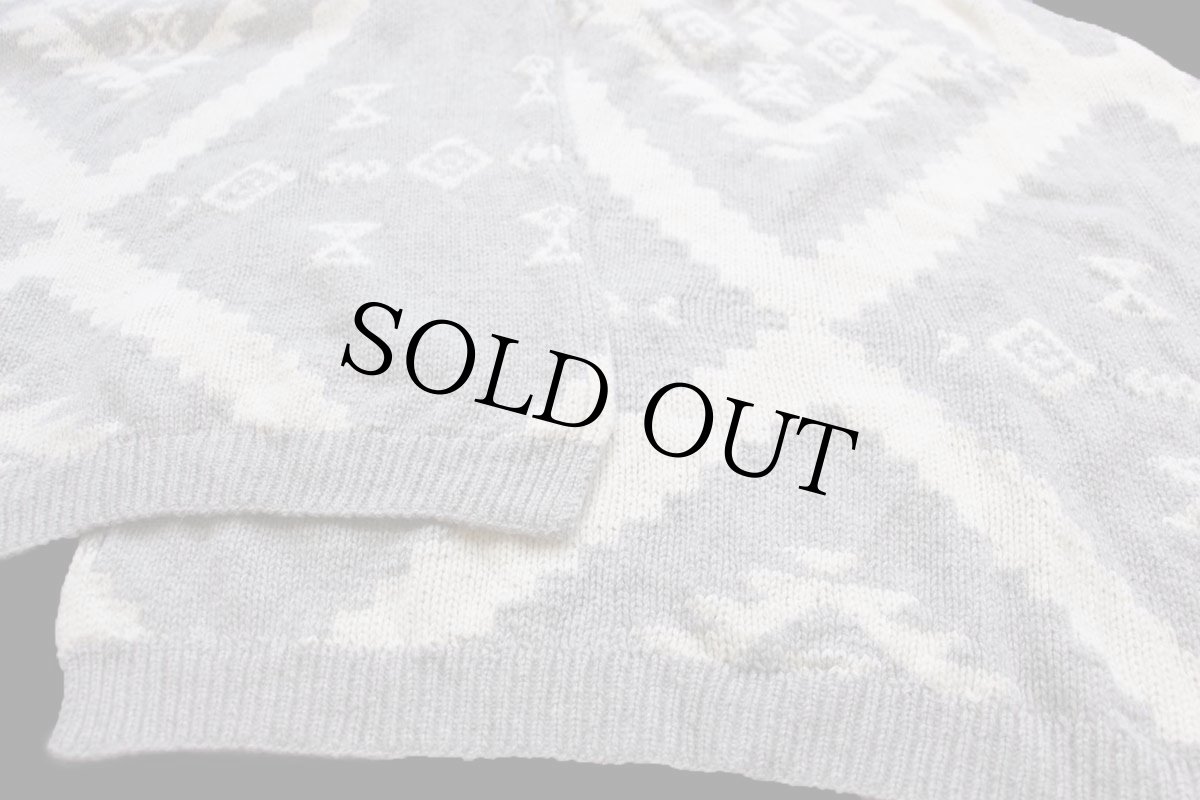 画像7: LAUREN ラルフローレン ネイティブ柄 ショールカラー ラムウール ハンドニット ガウン S/M★カーディガン (7)