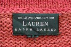 画像4: 00s LAUREN ラルフローレン ネイティブ柄 ショールカラー コンチョボタン コットン ハンドニット カーディガン (4)