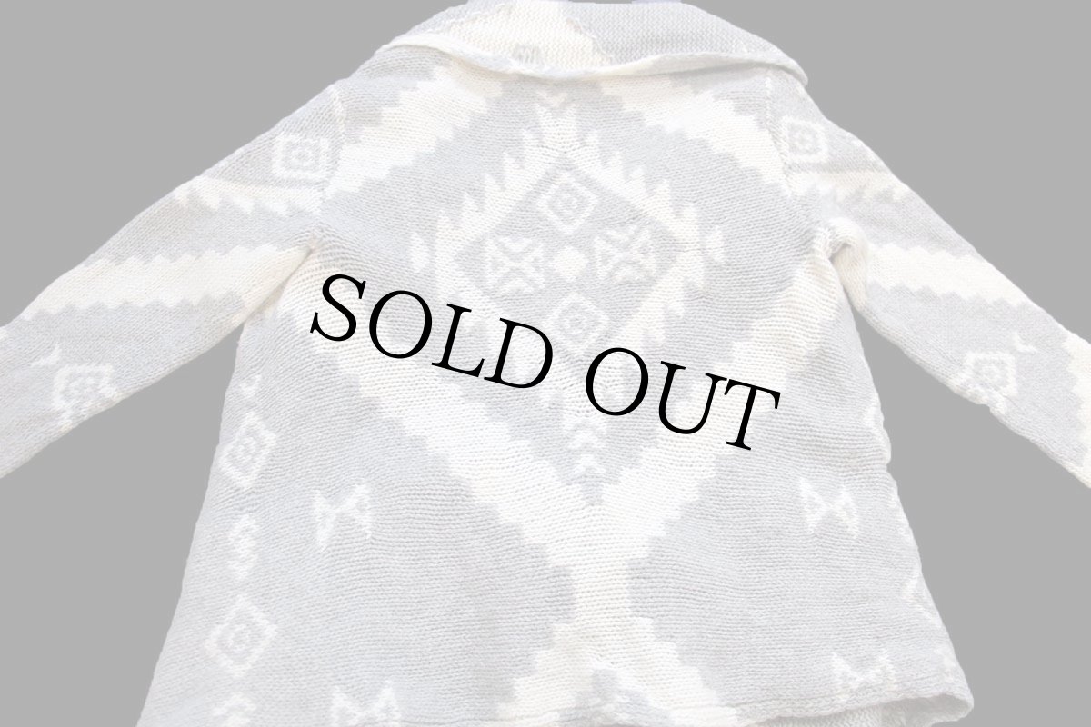 画像5: LAUREN ラルフローレン ネイティブ柄 ショールカラー ラムウール ハンドニット ガウン S/M★カーディガン (5)