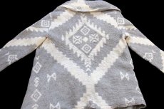 画像5: LAUREN ラルフローレン ネイティブ柄 ショールカラー ラムウール ハンドニット ガウン S/M★カーディガン (5)