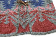 画像7: 00s LAUREN ラルフローレン ネイティブ柄 コンチョボタン リネン×コットン ハンドニット カーディガン M (7)