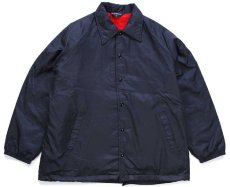 画像1: 80s USA製 SPORTSMASTER 無地 ボアライナー ナイロン コーチジャケット 黒 XL (1)