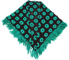 画像2: スクエア モチーフ ニット グラニー ブランケット 三角★J ショール カギ編み (2)