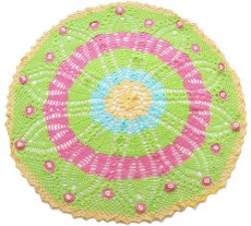 画像1: フラワー モチーフ ニット グラニー ブランケット サークル★I カギ編み (1)