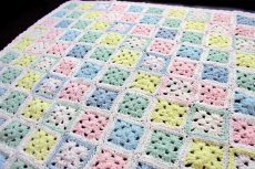 画像3: スクエア モチーフ ニット グラニー ブランケット★M カギ編み (3)