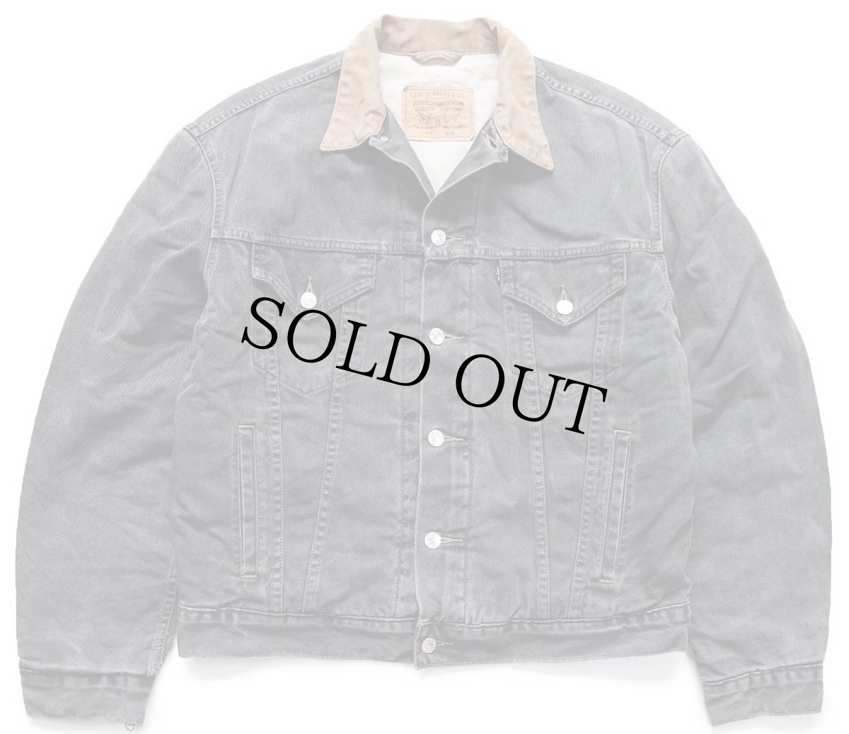 画像1: 90s Levi'sリーバイス 70614 コットンライナー ブラック デニムジャケット 4ポケット フェード L★ユーロ (1)