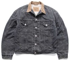 画像1: 90s Levi'sリーバイス 70614 コットンライナー ブラック デニムジャケット 4ポケット フェード L★ユーロ (1)