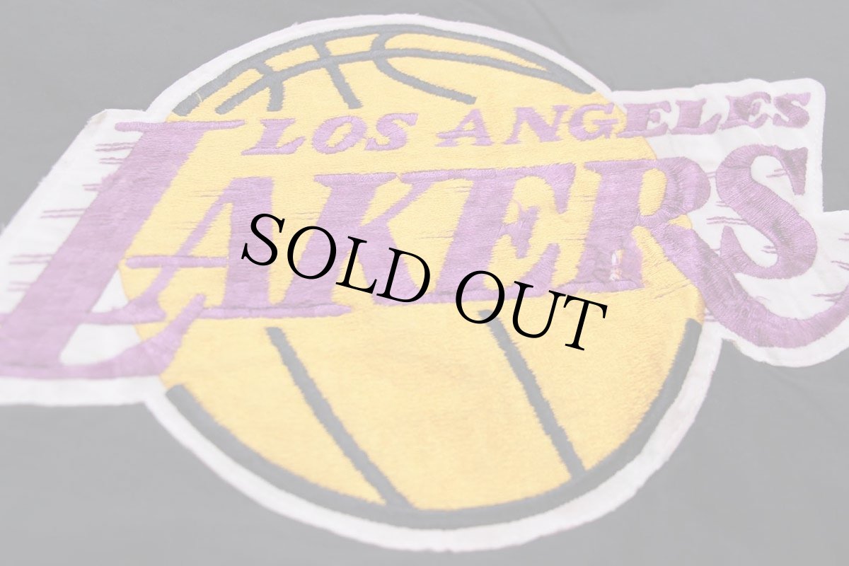 画像4: 90s USA製 Chalk Line NBA LOS ANGELES LAKERS レイカーズ パッチ付き キルティングライナー ナイロンパーカー 黒 M (4)