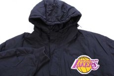 画像3: 90s USA製 Chalk Line NBA LOS ANGELES LAKERS レイカーズ パッチ付き キルティングライナー ナイロンパーカー 黒 M (3)