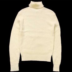 画像1: 70s USA製 FORGE Munsingwear 無地 タートルネック アクリルニット セーター クリーム M (1)