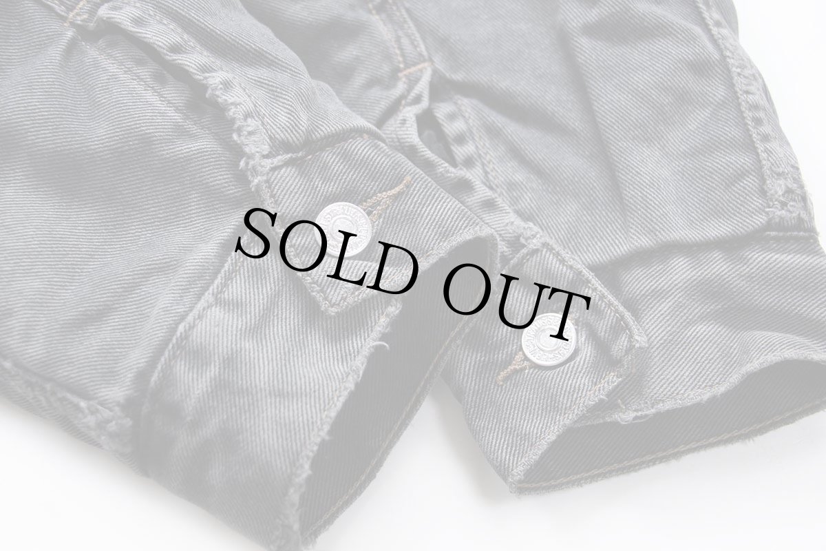 画像6: 90s Levi'sリーバイス 70614 コットンライナー ブラック デニムジャケット 4ポケット フェード L★ユーロ (6)