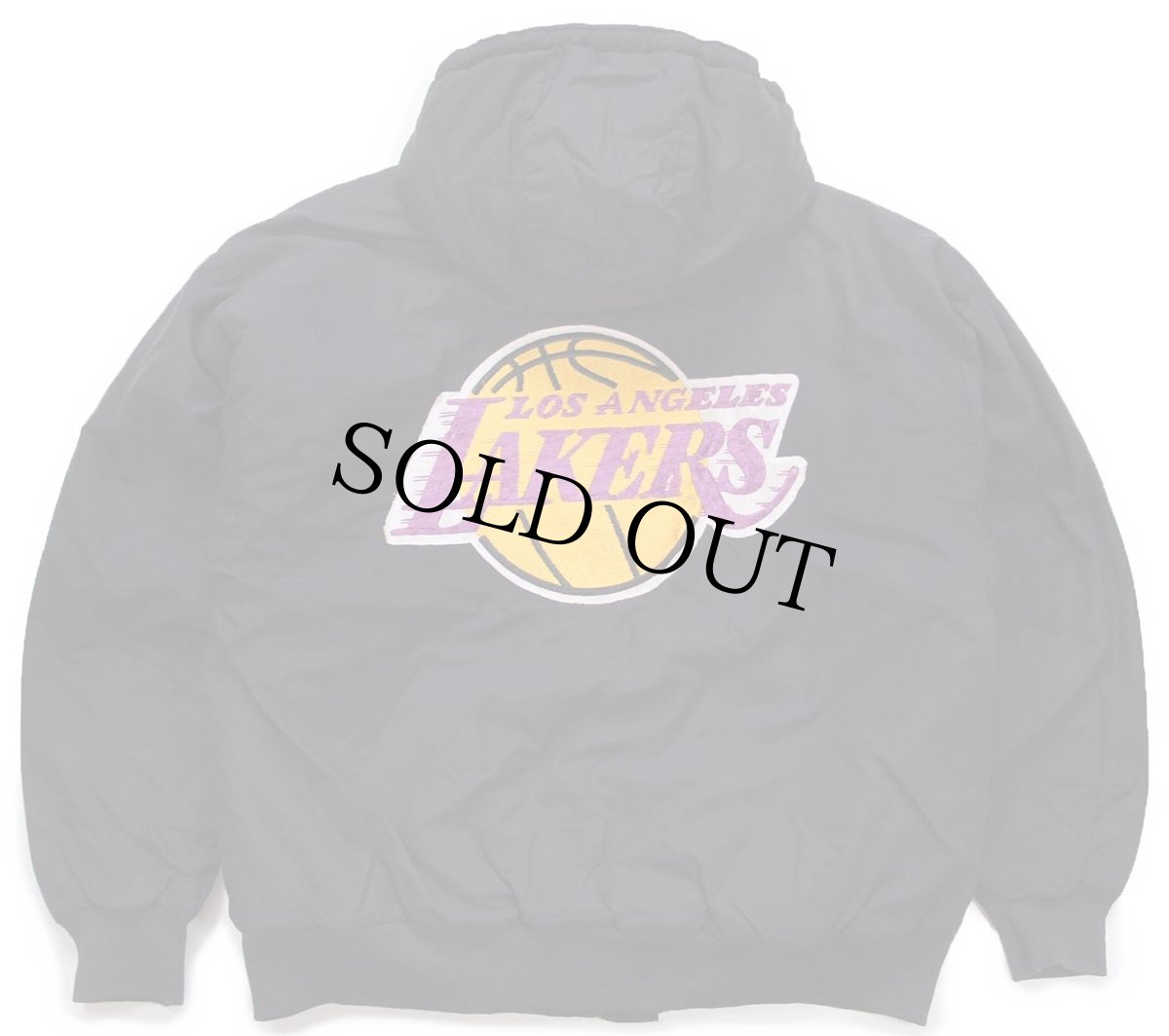 画像2: 90s USA製 Chalk Line NBA LOS ANGELES LAKERS レイカーズ パッチ付き キルティングライナー ナイロンパーカー 黒 M (2)