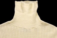 画像4: 70s USA製 FORGE Munsingwear 無地 タートルネック アクリルニット セーター クリーム M (4)
