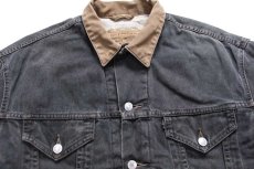 画像3: 90s Levi'sリーバイス 70614 コットンライナー ブラック デニムジャケット 4ポケット フェード L★ユーロ (3)
