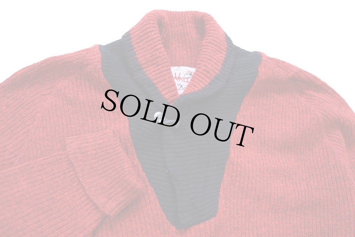 画像3: 60s カナダ製 Squaw Valley by Tony Day ショールカラー パチポケ ツートン ニット セーター 赤×黒 M (3)