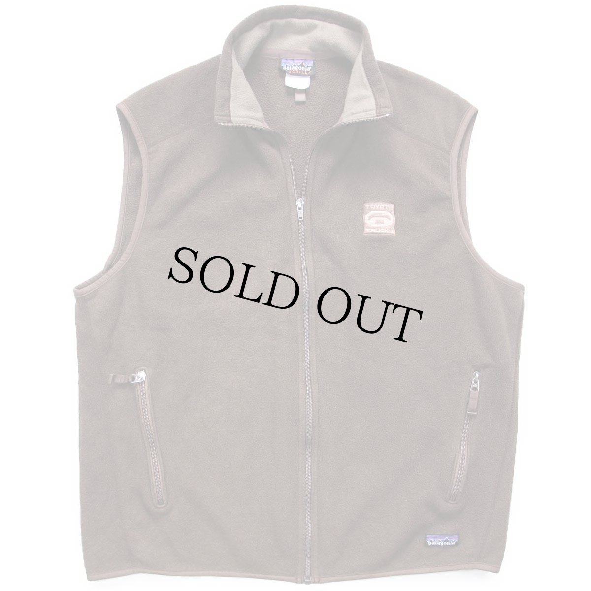 画像1: 00s メキシコ製 patagoniaパタゴニア TOYOTA TRUCKS トヨタ 刺繍 シンチラ フリースベスト 焦げ茶 XL (1)